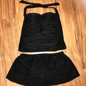 Black Two Piece Halter Bathing Suit